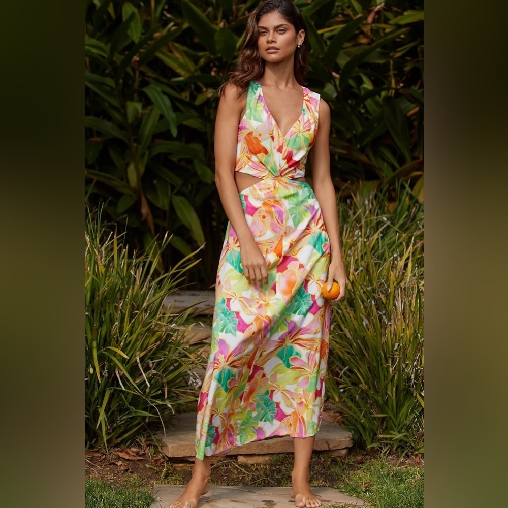 NWT Seafolly Sleeveless Twist-Front Midi Dress